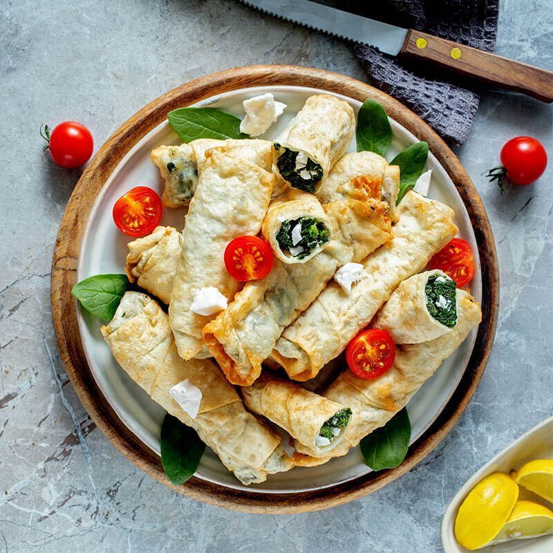 Zigarren Börek mit veganem Feta und Spinat