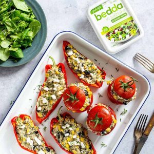 Gefüllte Paprika und Tomaten